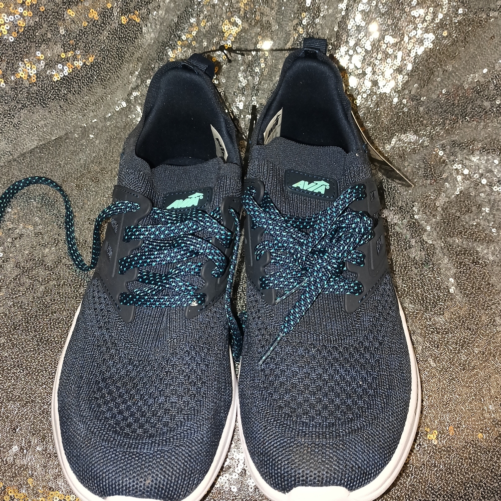 Avia Men's Black and Teal Knit Sneakers